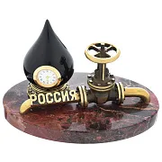 Бронзовая композиция «Российская нефтяная промышленность» с яшмой — необычный подарок — фотография 2