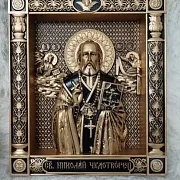 Резная Икона Св. Николай Чудотворец — красивый подарок — фотография 8