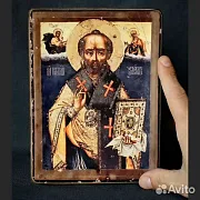 Подарочная икона. Св. Николай Чудотворец. Дерев — фотография 1