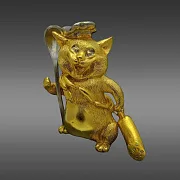 Бронзовая фигурка «Кот-повар» с позолотой — необычный подарок — фотография 4
