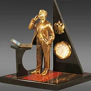 Настольные часы «Босс» со змеевиком — красивый подарок — фотография 2