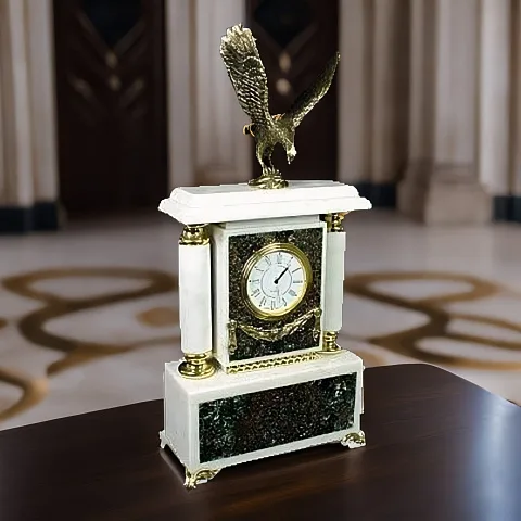 Каминные часы «Орёл» из серафинита и мрамора — оригинальный подарок