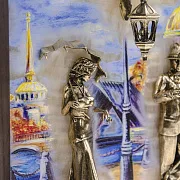 Бронзовая картина «Пара. Набережная. Мост» — красивый подарок — фотография 6