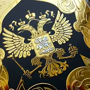 Кожаная обложка для автодокументов «Герб РФ» — необычный подарок — фотография 5