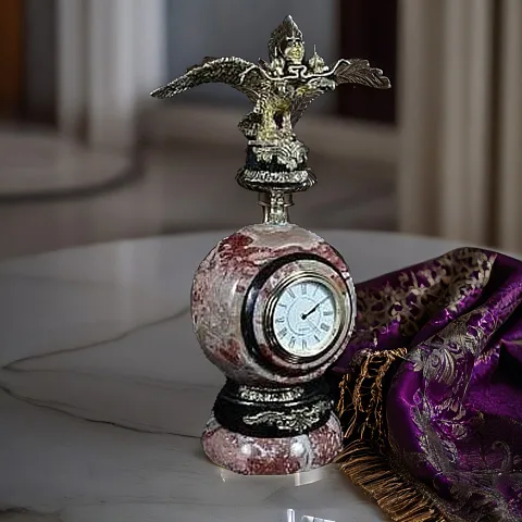 На память: Настольные часы «Двуглавый орел» из змеевика и креноида