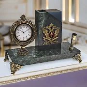 Часы «Элина» с орлом УИС и подставкой — красивый подарок — фотография 1