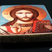 Икона "Христос Вседержитель" дерево, ручная работа — красивый подарок — фотография 3