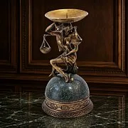 Подарочный подсвечник «Весы» из бронзы и змеевика — фотография 1