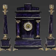 Подарочные каминные часы «Классика» из чароита и долерита — фотография 3