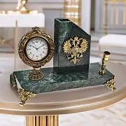 Подарочные часы «Элина» с гербом РФ и подставкой — фотография 1