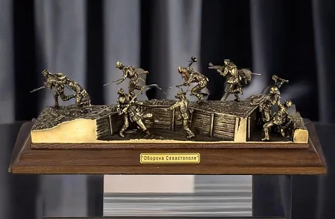 Ручная работа: Диорама «Оборона Севастополя» из бронзы и ясеня, 1:35